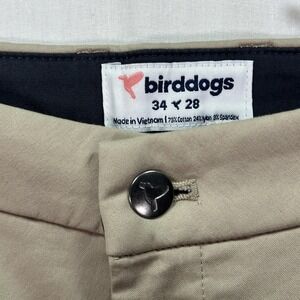 Birddogs Pants Mens 34 x‎ 28 Khaki Tan Stretch Chino Performance Golf Zip Pocket